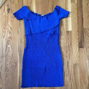 Blue Rouched Bodycon Dress
